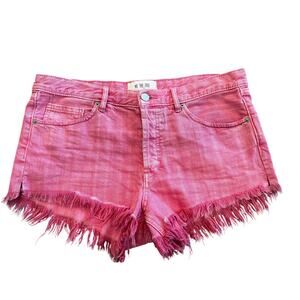 We The Free by Free People Hot Pink Frayed Hem High Rise Denim‎ Shorts Size 28